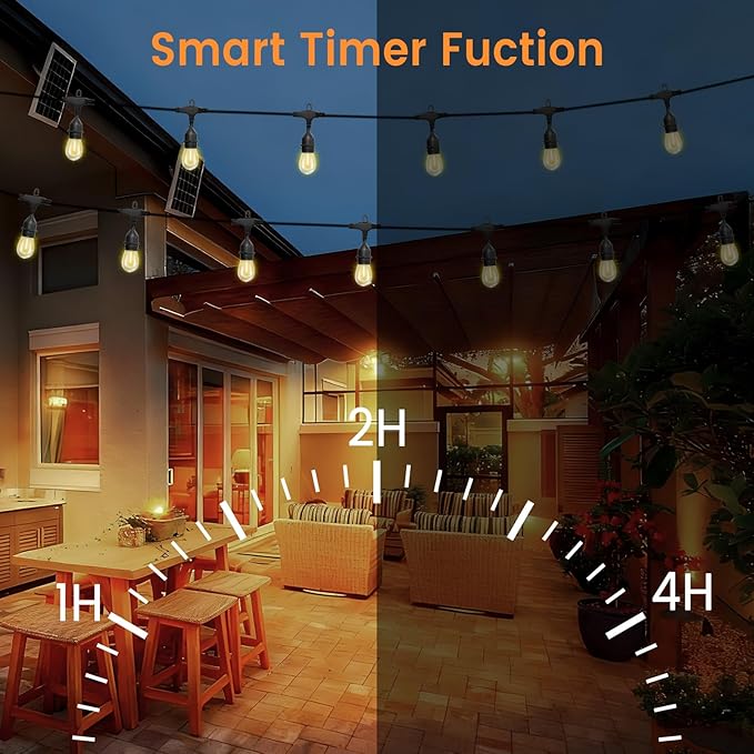 Lámparas de cadena LED 96ft con control remoto y atenuador, 48+4 bombillas IP65, luz cálida 2700K para exteriores miniatura 8
