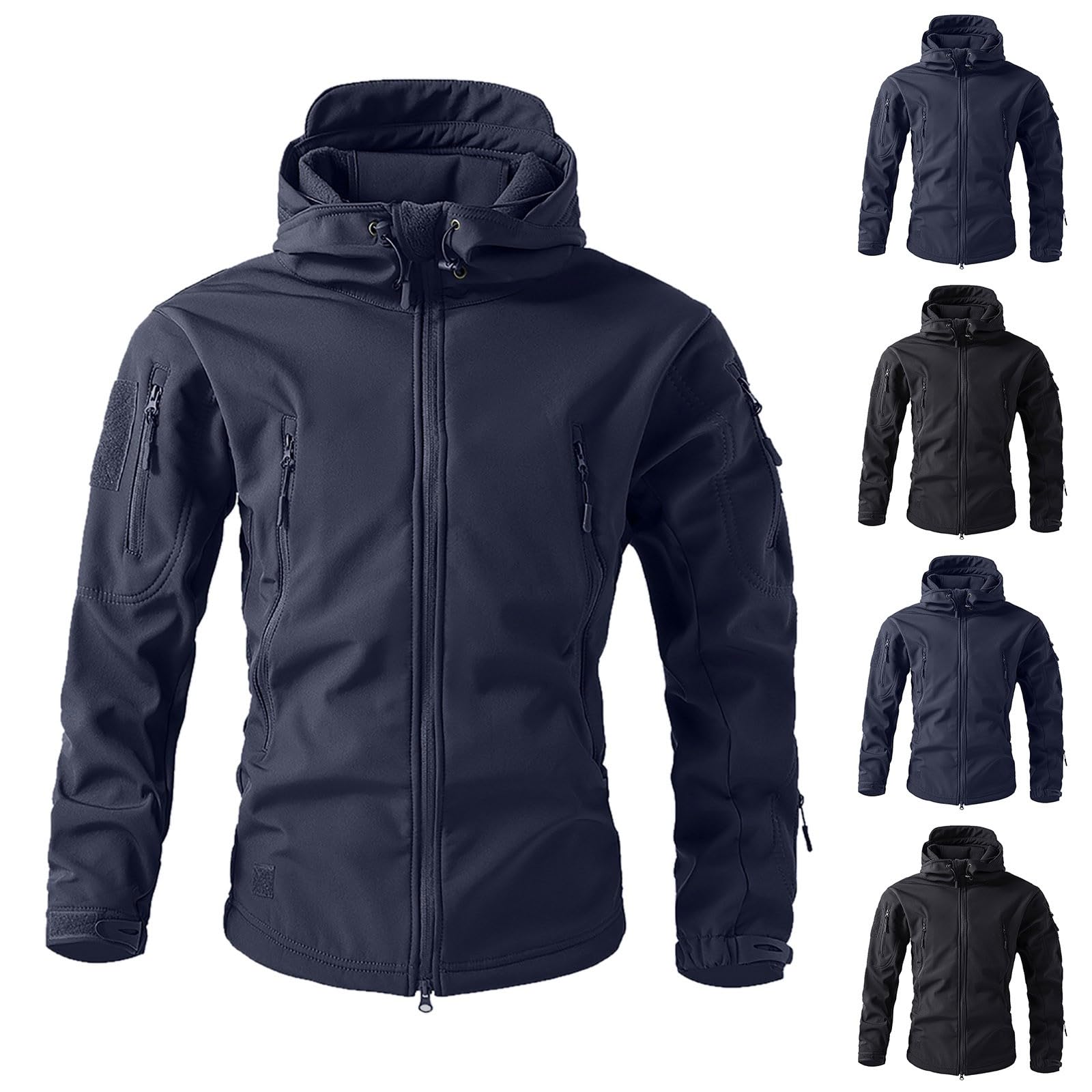 Giacca da uomo mimetica softshell tattica invernale outdoor con cappuccio e chiusura lampo, comoda giacca da pesca, caccia, giacca da lavoro, trekking