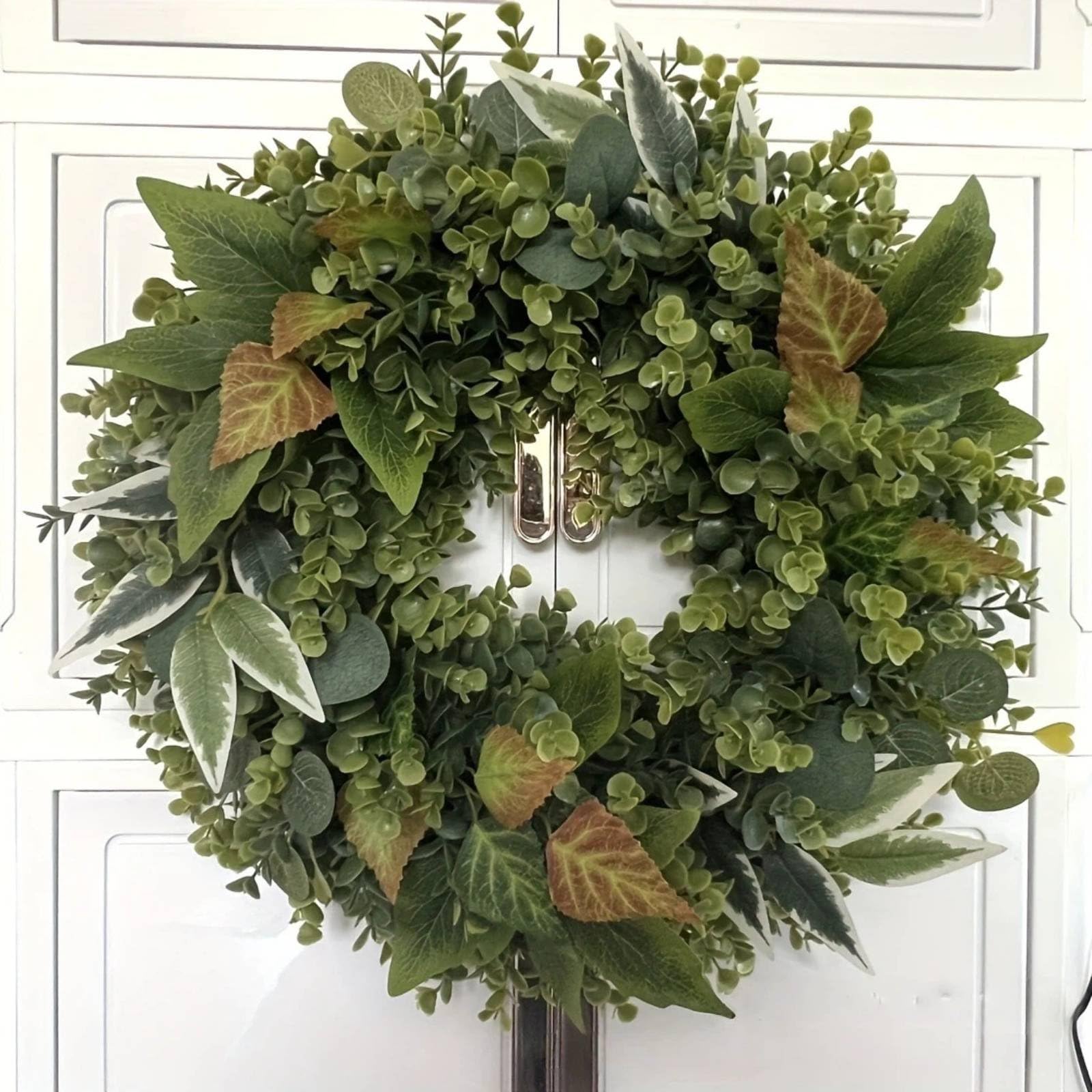 Milageto Kranz Türkranz Dekokranz Blumenkranz mit Pflegefreiem Grün aus für Modernes Ambiente für Wohnbereich Büro Geschäftsräume, 50 cm