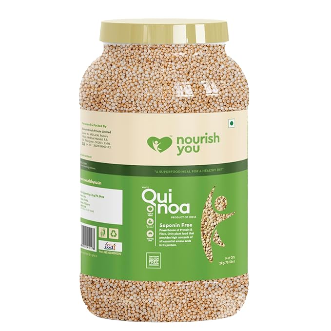 Nourish You Organic White Quinoa Seeds 2 Kg Jar Premium Quality