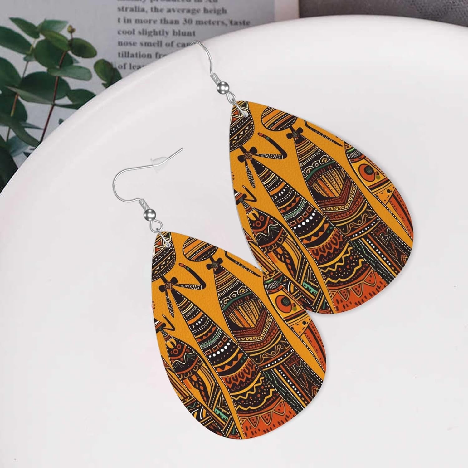 Creative African Culture Earrings For Women Teardrop Dangle Earrings Leather Lightweight Fashion Jewelry Gifts Outfits Accessories For Women Ladies image 5