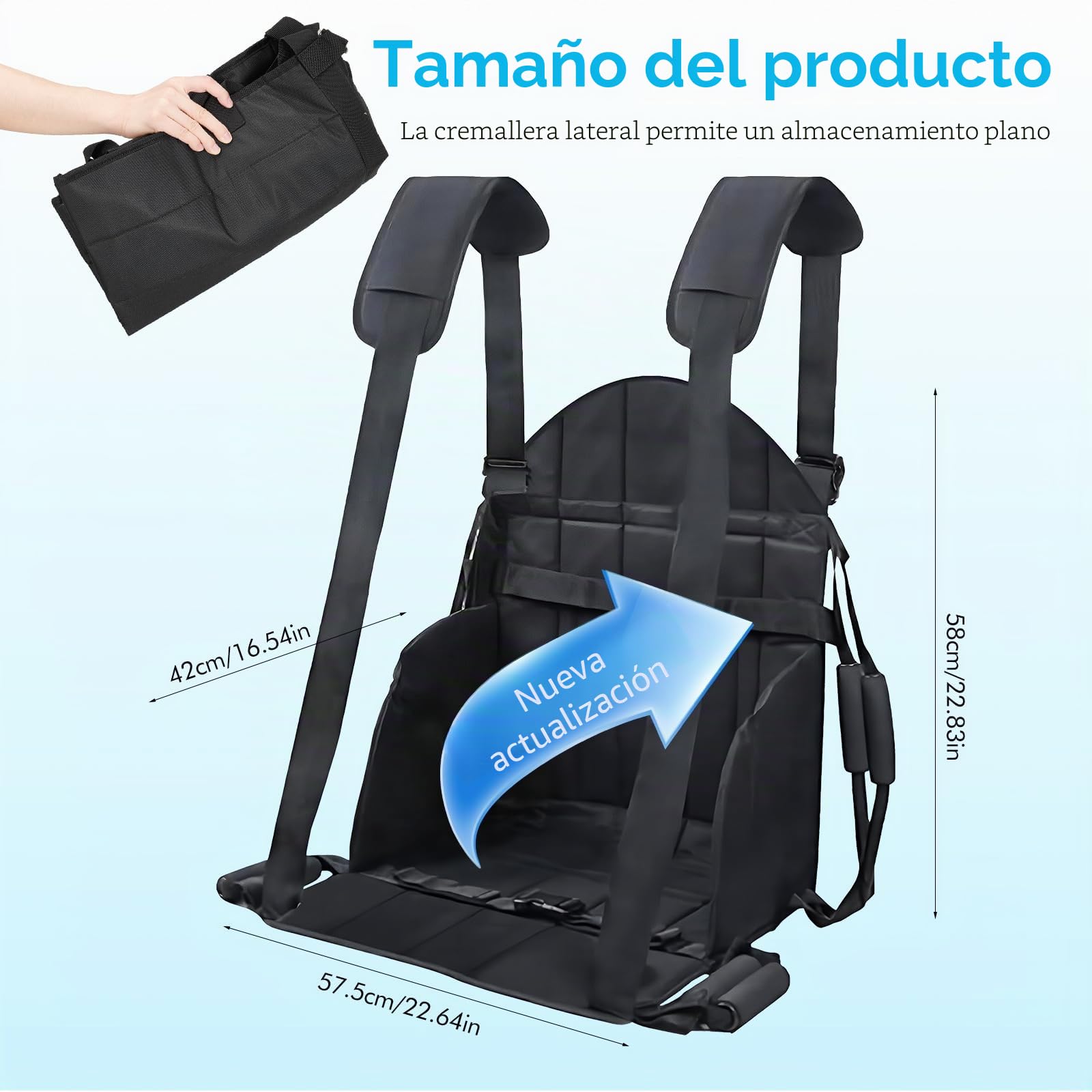 Cinturón Transferencia para Pacientes, Ayuda para la Movilidad y Transferencia Eslinga Elevación Dispositivo Asistencia para Personas Mayores Diseño con Cremallera Lateral Capacidad Carga 150kg
