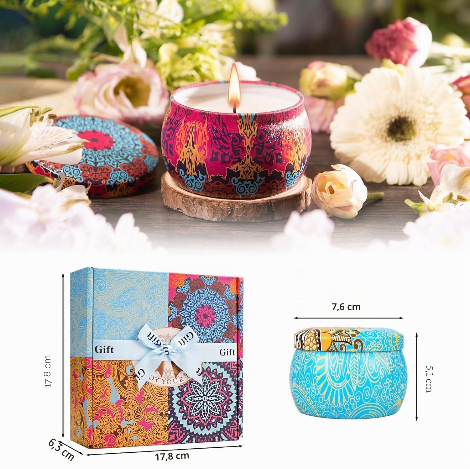 CREASHINE Candele Profumate Regalo 4 * 5,6 Oz Set Decorative,Regalo Donna,Cera di Soia Naturale Regali Natale/San Valentino/Nozze/Mamma/Anniversario/Compleanno