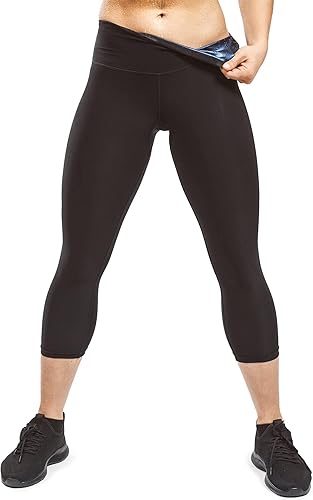Sweat Shaper - Leggings de sauna para mujer, pantalones de compresión de cintura alta, leggings de yoga, capris de sudoración térmica