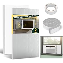 Flehomo Window Air Conditioner Insulation Foam Panels with Aluminum Foil Surface, AC Side Panels Kit with Top Seal Strip, Surround Insulated Side Panels for Indoor Unit, Waterproof & Reflect Sunlight