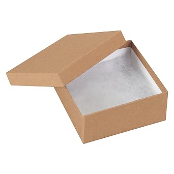 Boxes Fast BFJB3312K Jewelry Boxes, 3 1/2" x 3 1/2" x 1 1/2", Kraft Pack of 100