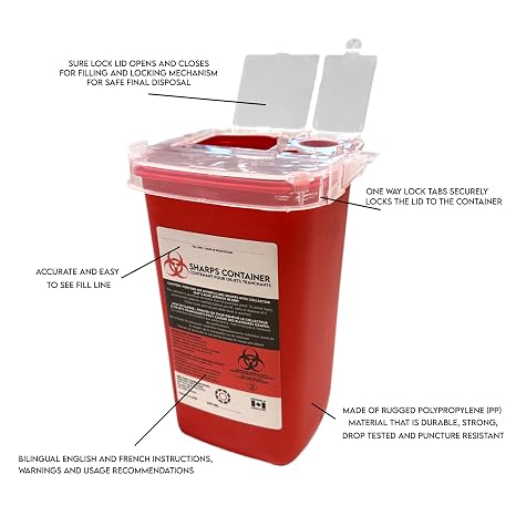 Sharps Container for Professional and Home Use - Sharp Container Needle Disposal Containers for Needles (1, 1.06 Quart/1 Liter)