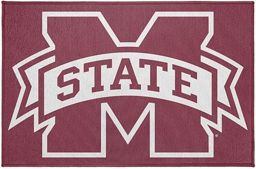 Campus Lab Felpudo antideslizante de bienvenida de la Universidad Estatal de Mississippi, 20 x 31.5 pulgadas, tapete para puerta con logotipo