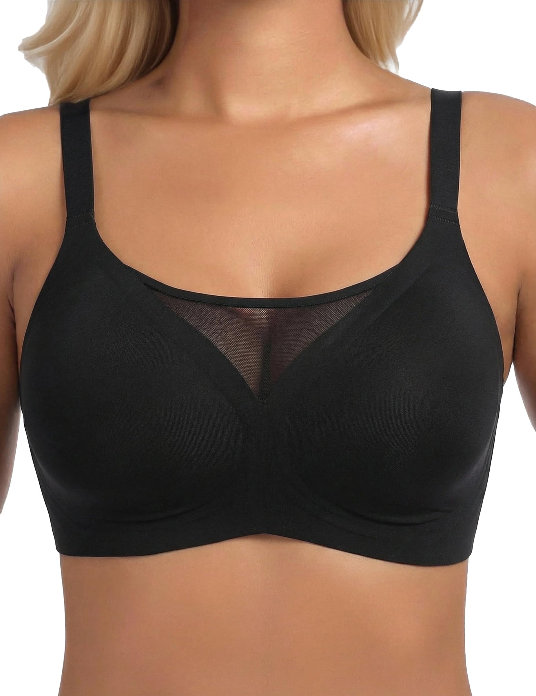 Bresdk BH Damen ohne Bügel Große Brüste Starker Halt Push Up Bra Seamless Nahtlos Komfort Klassische Gepolstert Mesh Bralette