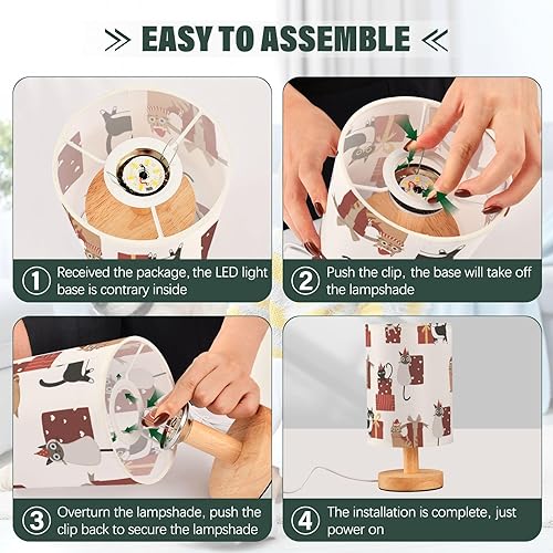 Miniatura 4 de Table Lamp Small Desk Lamp with Plug Cute Cat Christmas Lamps for Girls Home Office