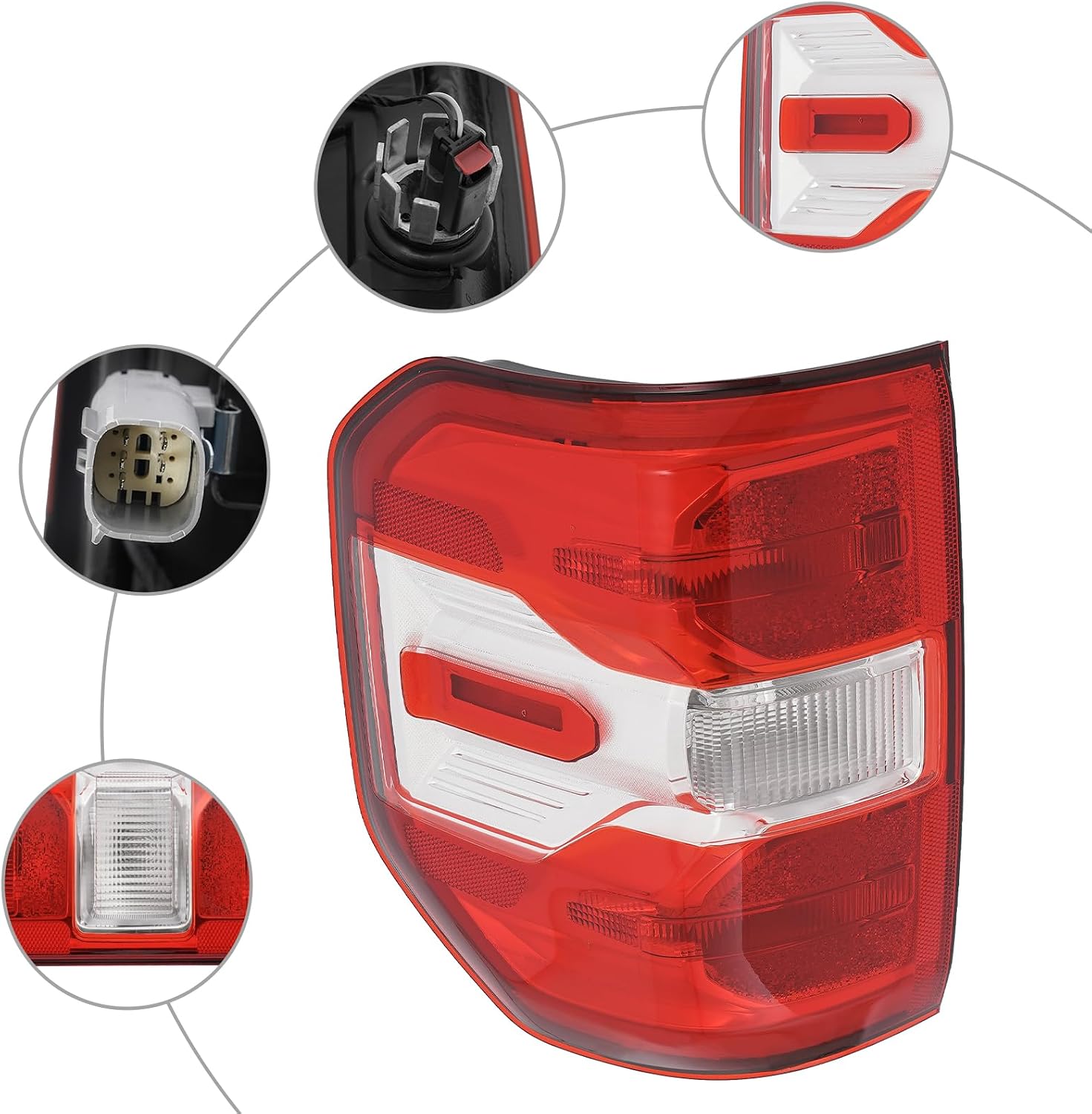 Left and Right LED Taillight Assembly for 2022-2024 Ford Maverick Lariat, Direct Replacement Rear Tail Lights Compatible with OEM Part NZ6Z-13404/13405 (Left Driver Side)