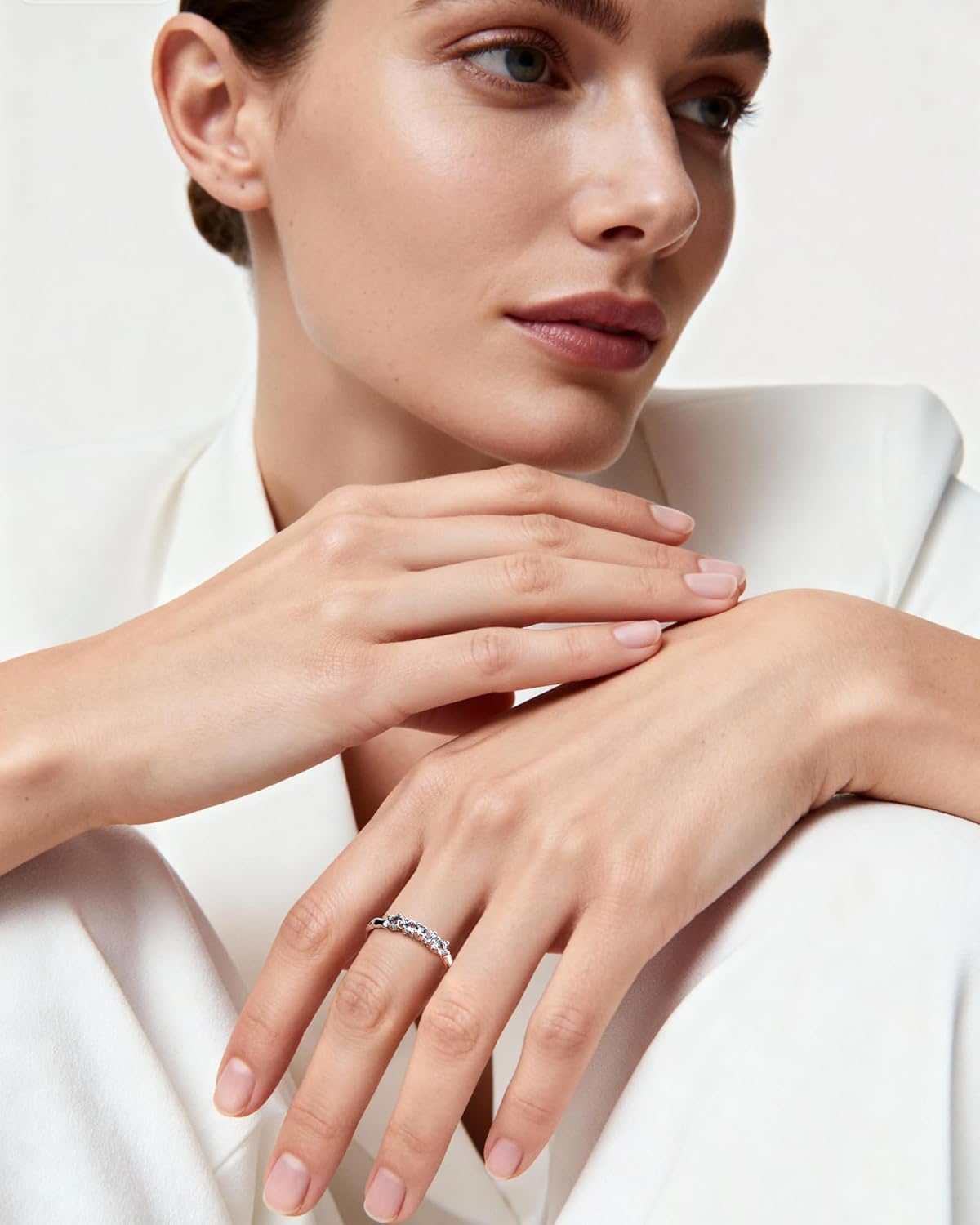 Adjustable Aquamarine Ring for Women - Sterling Silver Open Statement Ring, Stackable Fashion Jewelry - Image 2