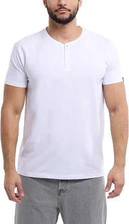 X RAY Mens Henley Lightweight Shirts, Soft Cotton Short Sleeve Stretchy Slim Fit T Shirts for Men Big & Tall