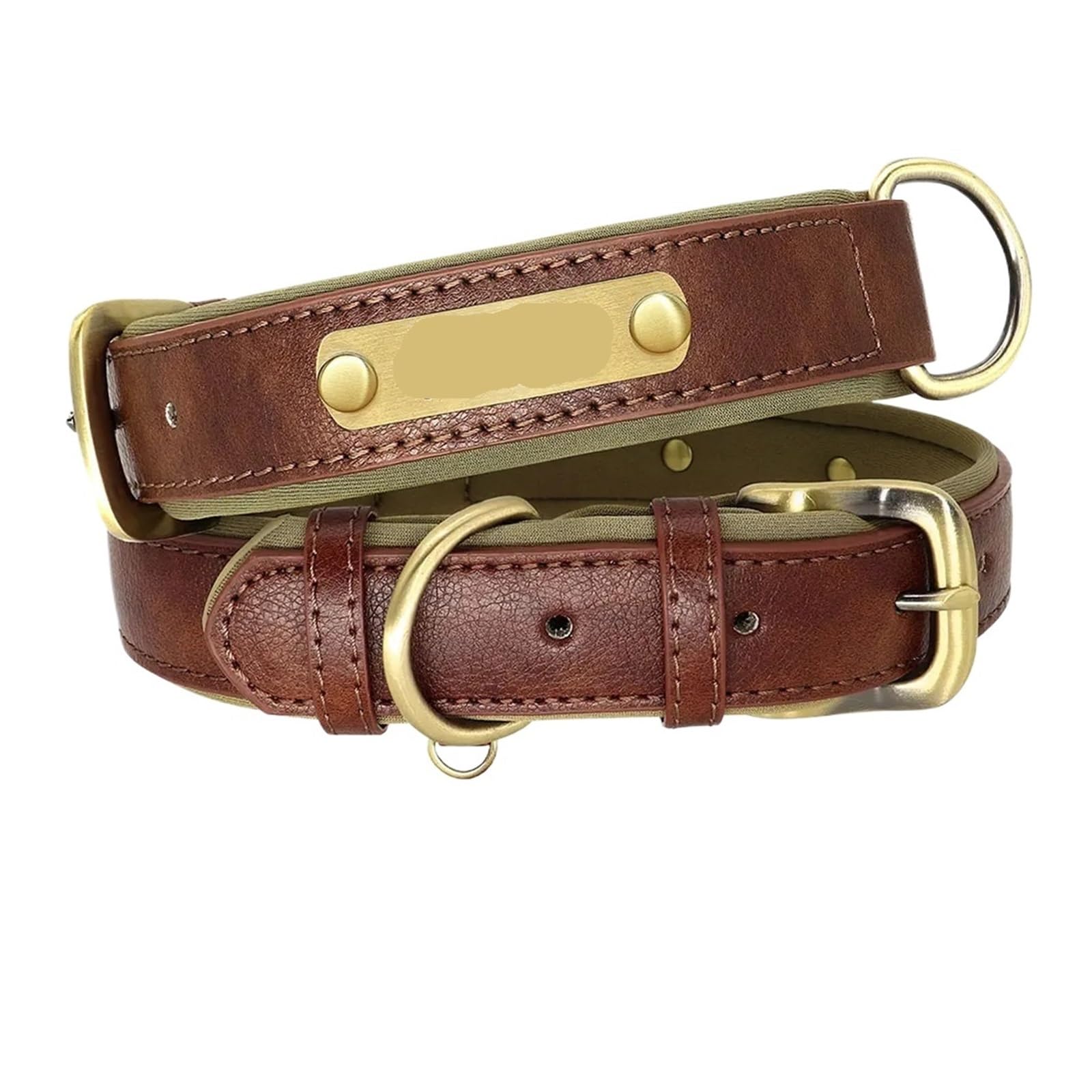Collier rembourré pour grand chien XL marron café réglable