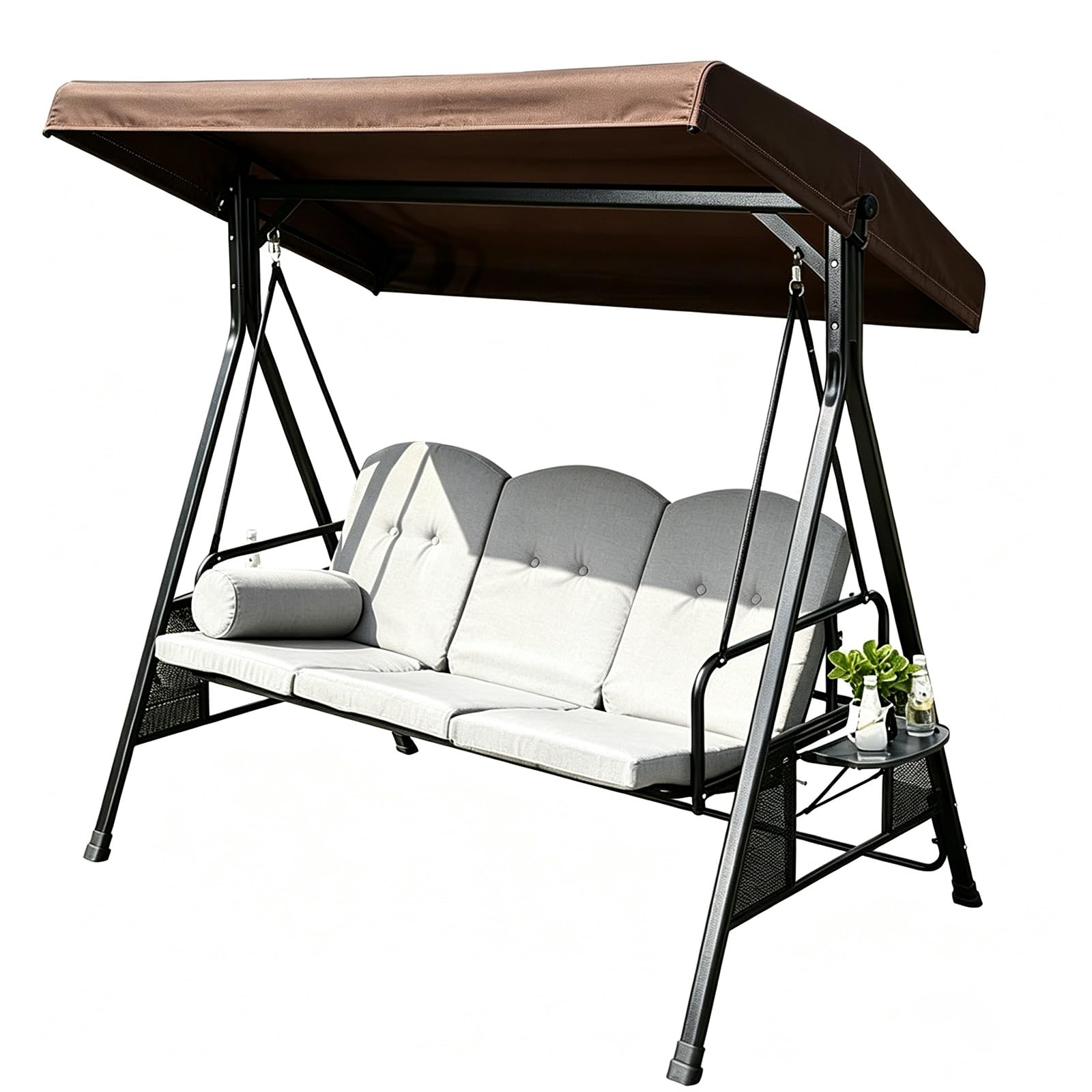 Copridondolo tetto sostitutivo per dondolo esterno da patio | Tessuto poliestere 600D 250g/m², adatto giardino terrazzo piscina(Brown,75.59*48.82*8.27*6.30in)