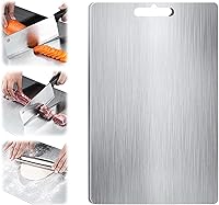 Vista 1 de Tablas de cortar de acero inoxidable para cocina, tabla de cortar de doble cara resistente con asa, tabla de cortar de metal grueso (11.4 x 7.9 in)