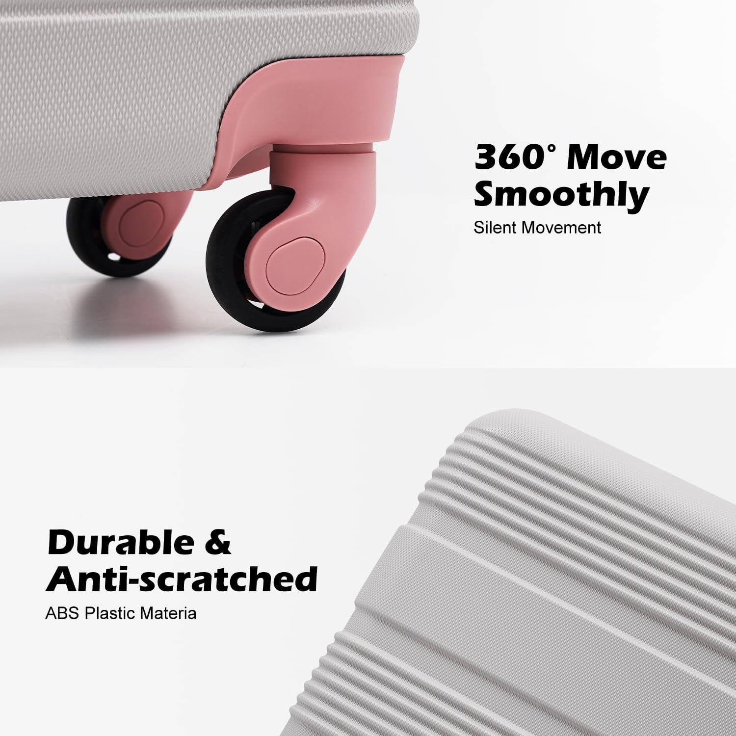 LONG VACATION 6 Piece ABS+PC Hardshell Luggage Set with Spinner Wheels, Lightweight suitcase set with TSA Lock & YKK Zipper