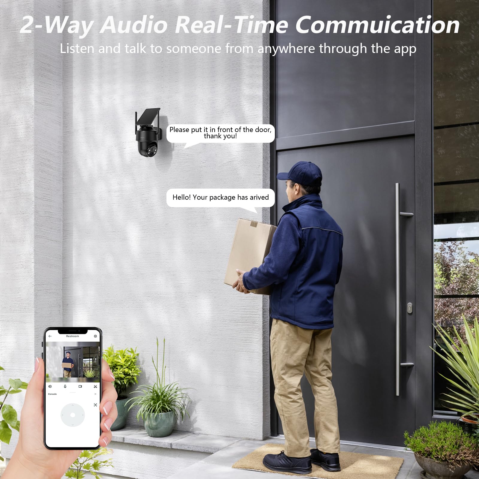 GALAYOU 2K Camera Exterieur sans Fil - Caméra de Surveillance Extérieur avec Panneau Solaire, PIR Alerte Instantanée, Détection Humaine AI, Vision Nocturne en Couleur, Audio Bidirectionnel, R1 (Noire)