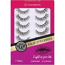 Natural Wispy Cat Eye False Eyelashes Lightweight Fluffy Fake Lashes with Clear Band for Daily Wear Soft Synthetic Fiber Natural Look Lash Strips 7-Pair Value Pack
