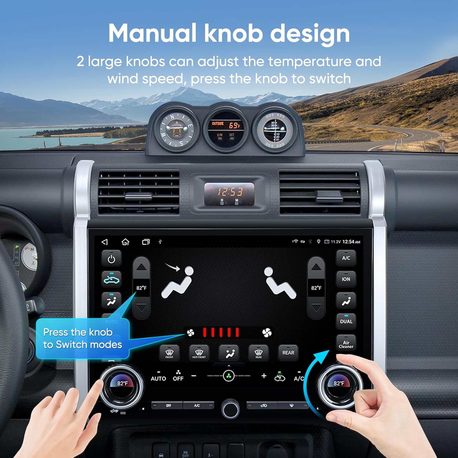 Image showing the manual knob design for adjusting temperature, wind speed, and switching modes.