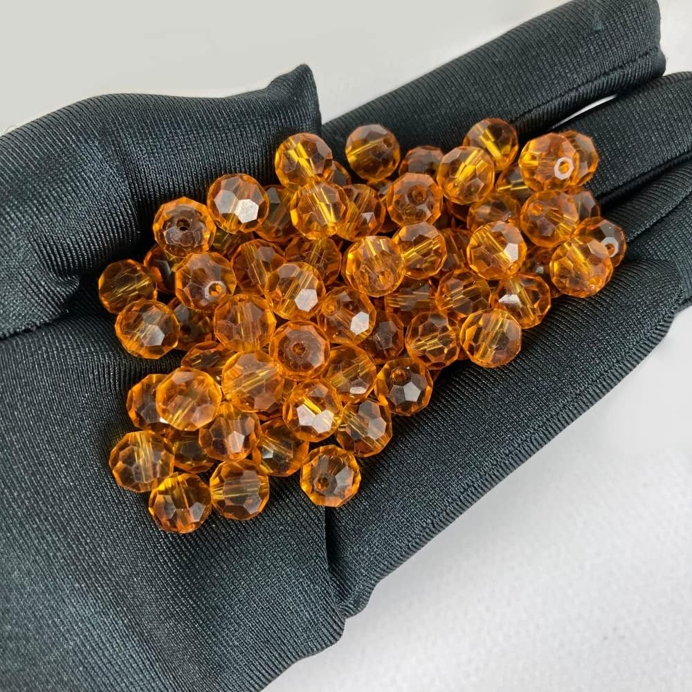 Jmassyang 100 Pieces 8mm Faceted Round Crystal Glass Beads Spacer Beads for Jewelry Making, Bracelets Necklaces Earrings Wind Chimes Suncatchers(Amber) - Image 3