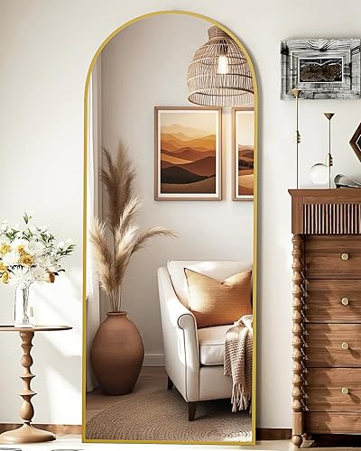 59"x16" Floor Mirror Full Length, Arched Full Length Mirror with Stand, Full Body Mirrors for Bedroom Living Room or Cloakroom Gold