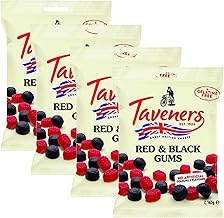 Taveners Red & Black Gums 4 Pack - Classic Chewy Fruit Jelly Sweets Vegan & Gluten-Free - Raspberry & Blackcurrant Flavour Gummy Treats - Vegetarian Friendly 165g (660g Total) + Free Cheeroo Magnet!