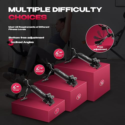 Miniatura 3 de BODY RHYTHM Máquina de entrenamiento abdominal con monitor LCD para gimnasio en casa, banco plegable para sentarse, equipo de ejercicio de cuerpo