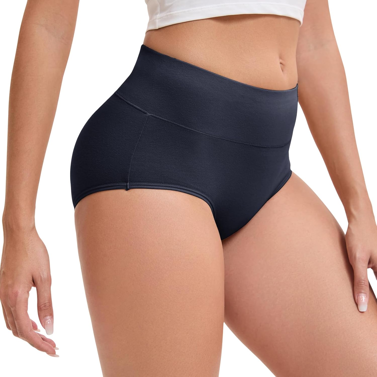 Women's Cotton Underwear High Waisted Briefs Stretch Full Coverage Panties - Image 5
