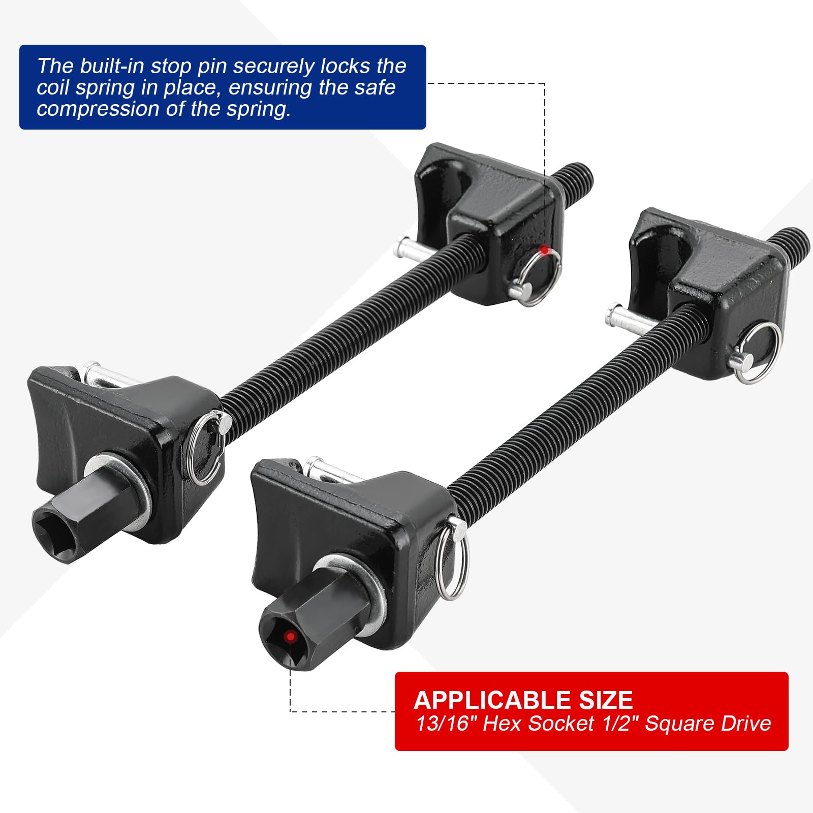 NYXOVA Macpherson Strut Spring Compressor, 2pcs Heavy Duty Coil Spring Compressor Strut Remover Installer Tool, 21mm Socket 1/2" Drive Safe Universal Set for Struct Spacer Assembly/Shock Installation