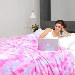 MUGD Soft Blankets Fleece Soft Fuzzy Throw Blanket Pink Warm Throw Blanket for Bed