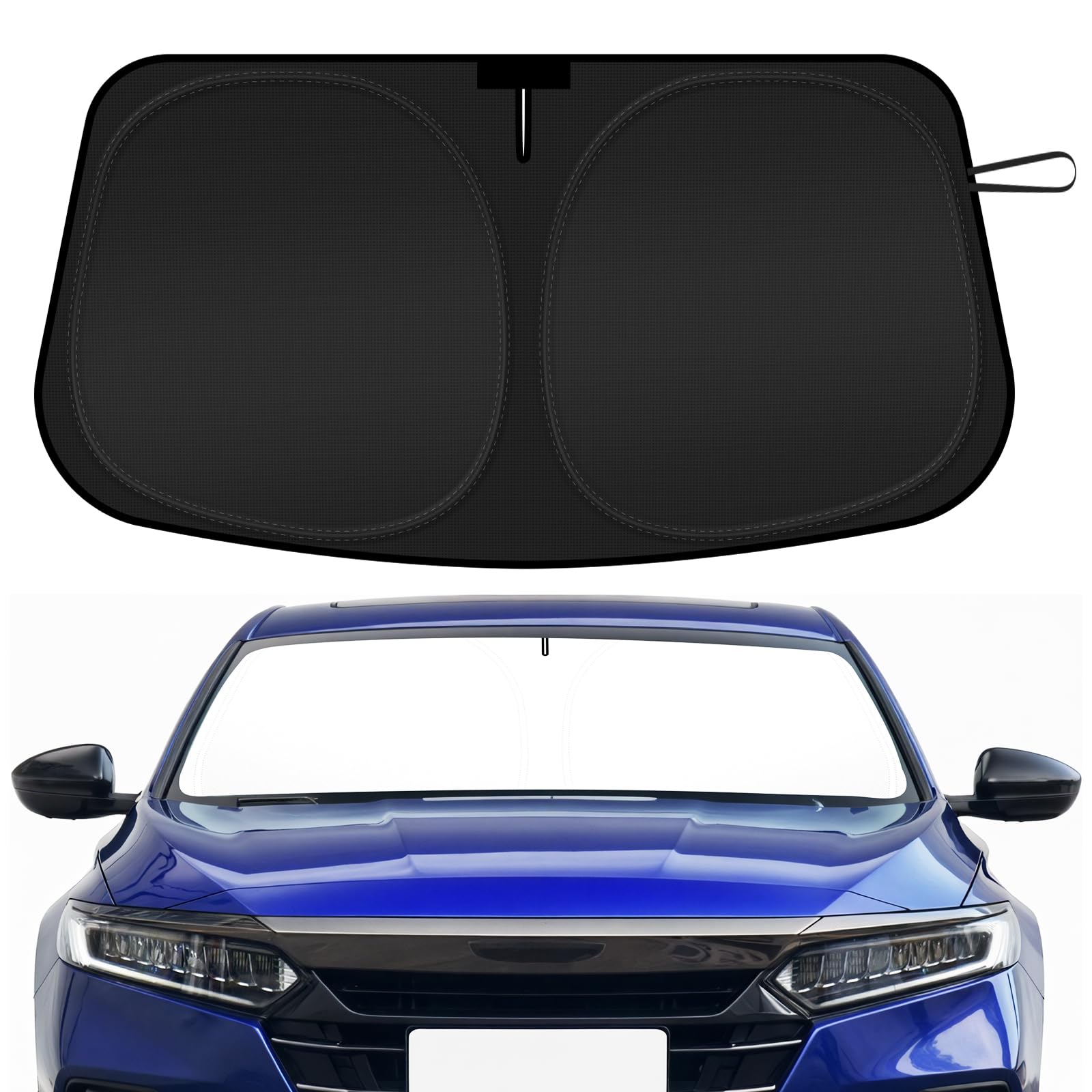 SHINEHOME Car Windshield Sun Shade for 2018 2019 2020 2021 2022 2023 2024 2025 Honda Accord Front Window Sun Visor Reflector 210T Blocks UV Rays Foldable Sunshade Car Interior Protection Accessories