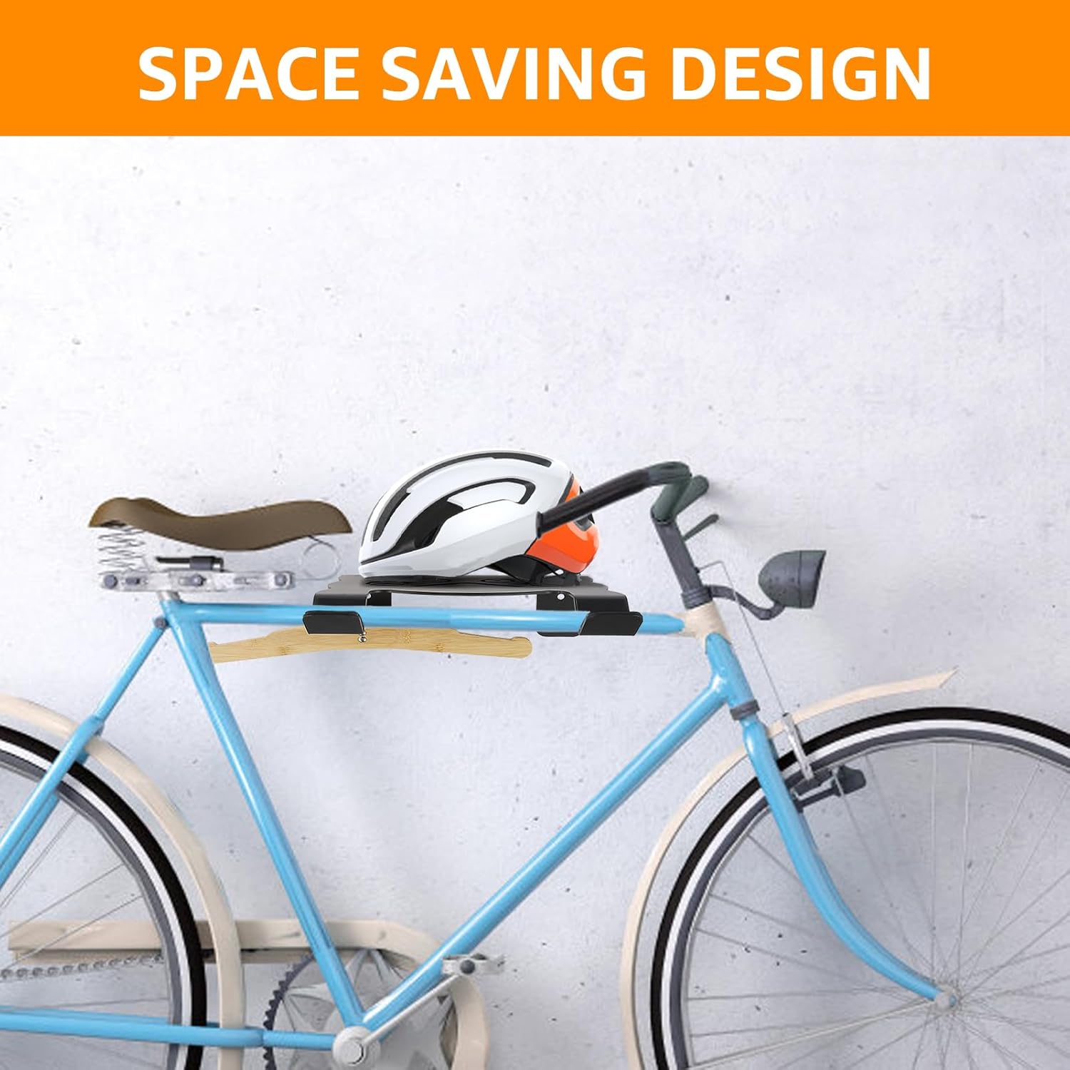 Bike Wall Mount - Horizontal Wall Hanger, Adjustable Design for Road, Mountain and Hybrid Bikes up to 44 lbs - Space-Saving Bike Rack for Garage or Apartment - Sturdy Indoor Bicycle Storage