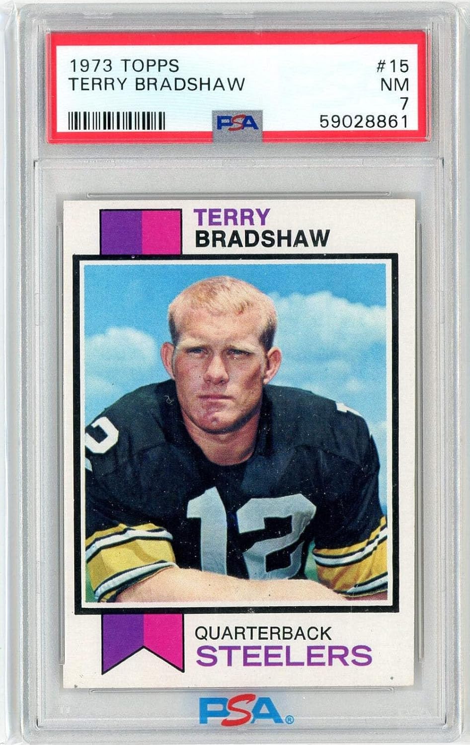 Graded 1973 Topps Terry Bradshaw #15 Football Card PSA 7 Near Mint