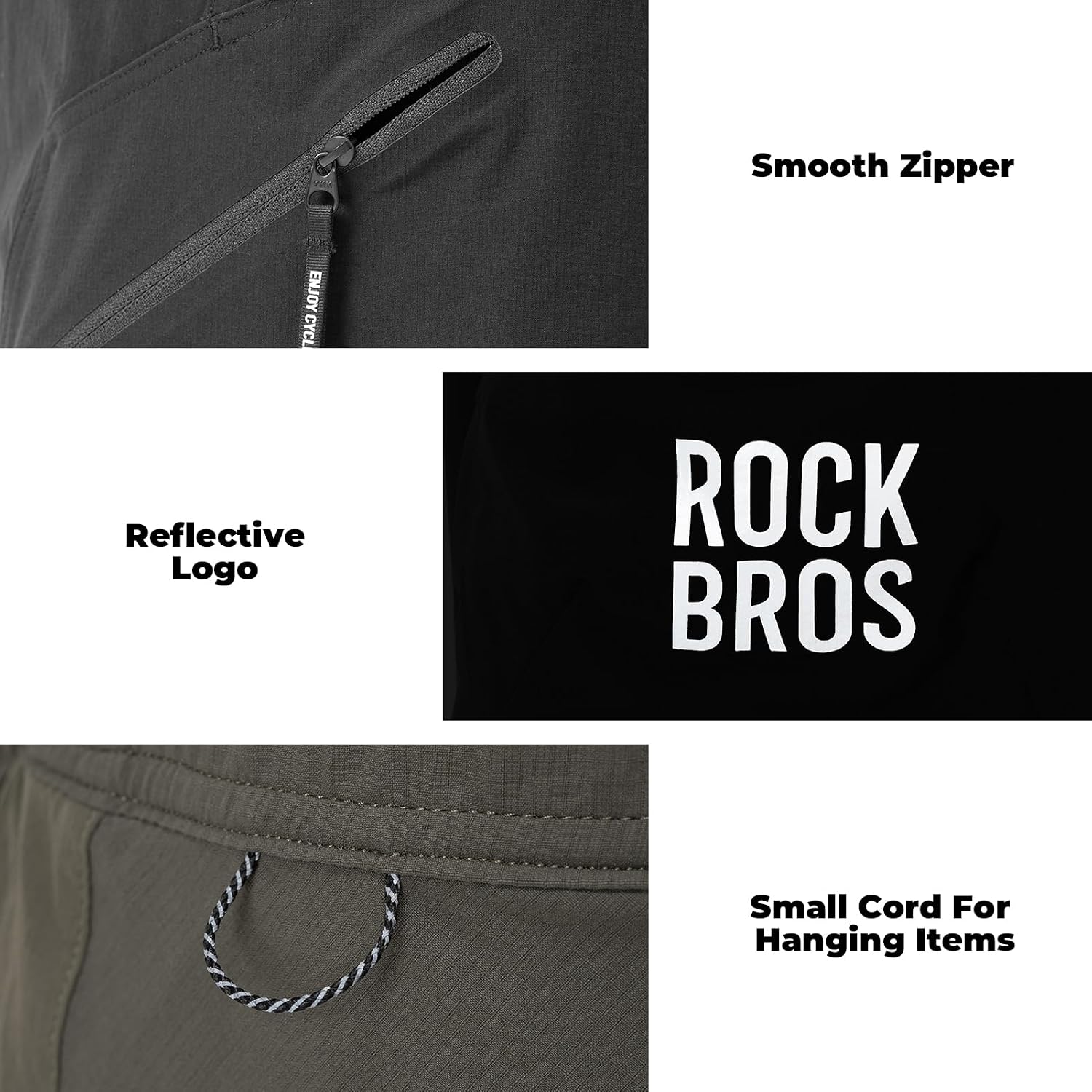 ROCKBROS Men's Mountain Bike Shorts, Lightweight MTB Shorts with Secure Zipper Pockets, Casual Cycling Hiking Shorts