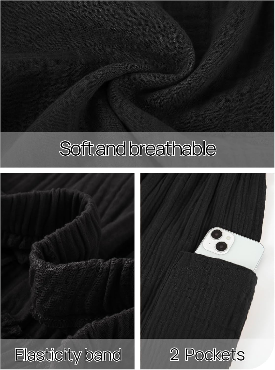 MEROKEETY Women's Linen Wide Leg Pants Summer 2026 Casual Loose Beach Vacation Baggy Palazzo Barrel Pant with Pockets - Image 5