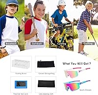 Vista 60 de MVPTGRS Gafas de sol de béisbol juveniles para niños y niñas de 8 a 14 años TR90 con marco para niños, gafas de sol deportivas para sóftbol