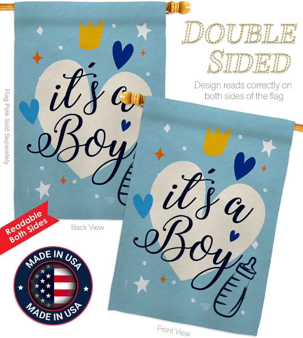 It's a Boy House Flag Celebration New Born Baby Shower Girl Occasion Anniversary Party Decoration Banner Small Garden Yard Gift Double-Sided, Made in USA