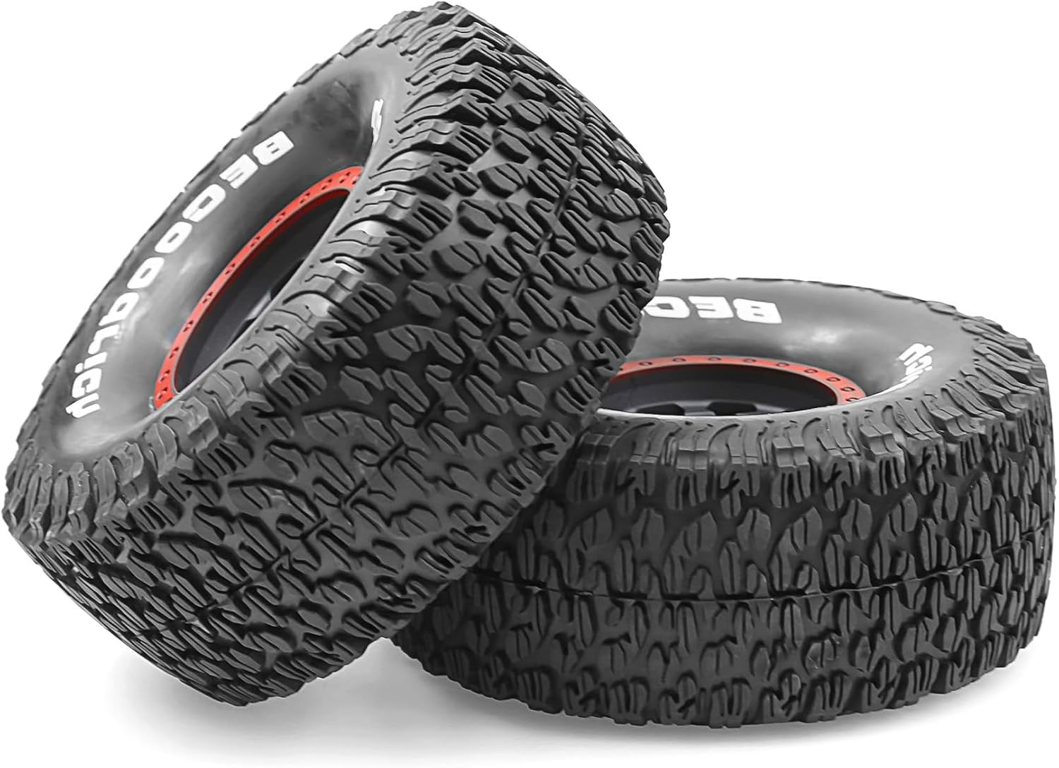 1/7 1/8 RC Short Course Truck Wheels 17mm Hex and Tires OD 5.31" Off Road Tyres for 1:7 1:8 Scale Buggy Truck Car TRAXXAS UDR FS Atom ARRMA Mojave 6S EXB YK4072 DF7 TB7 Upgrades 4PCS (Red)