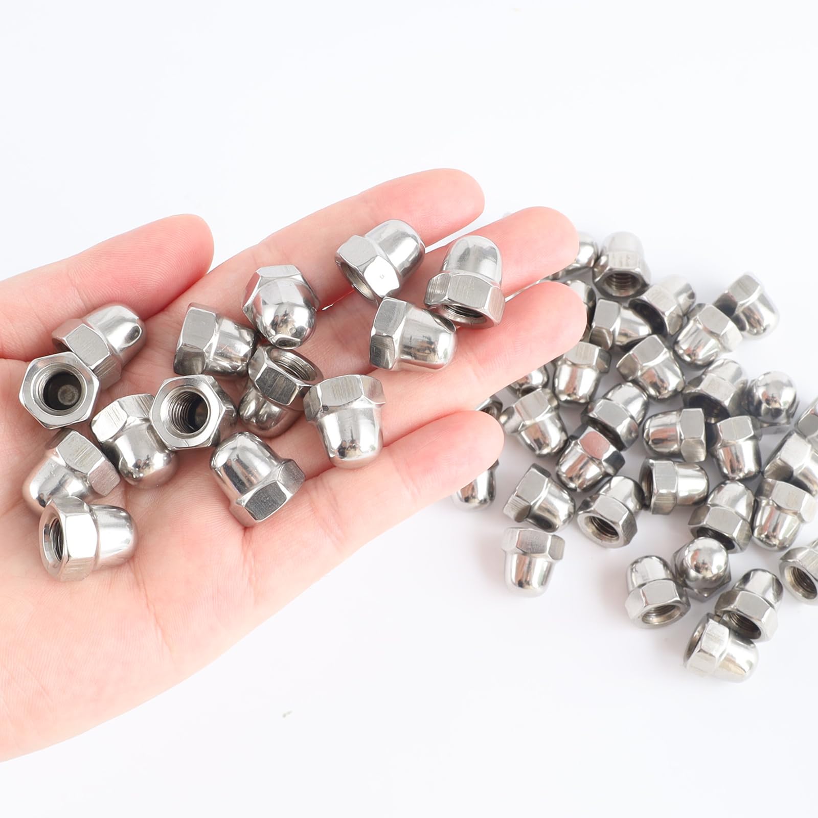 50 pezzi Dadi Ciechi M8 Acciaio Inox Esagonali DIN 1587 Set Dadi Ciechi Alti M8 per Viti, Bulloni Filettati, Barre Filettate