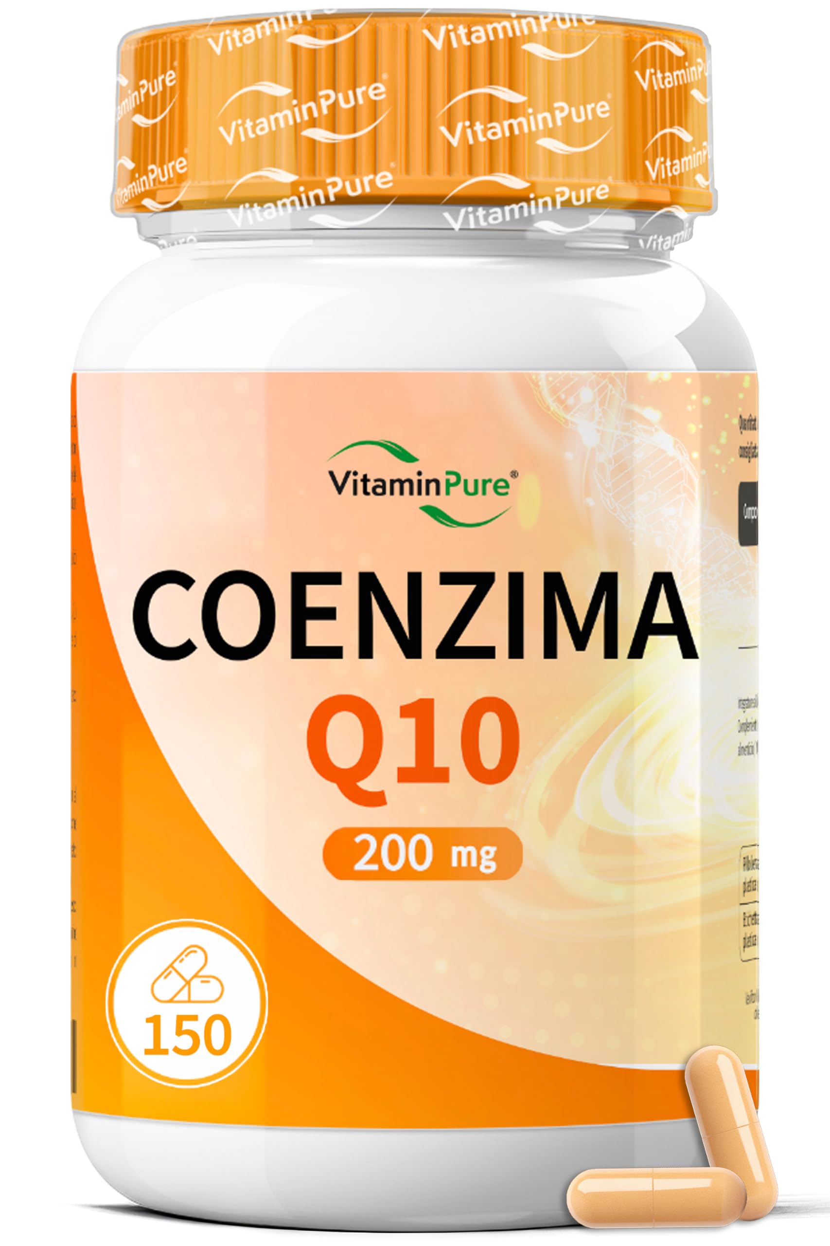 Coenzima Q10 200 mg, 150 Capsule Vegetali - VitaminPure | 5 Mesi di Fornitura, 200 mg per Singola Capsula, Integratore Alimentare Prodotto in Italia