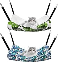 Vista 12 de Jetec Hamaca Colgante Reversible para Gatos de 2 Piezas, Suave y Transpirable, Hamaca para Jaula de Mascotas con Correas Ajustables y Ganchos