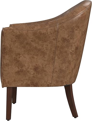 Miniatura 76 de HomePop Silla decorativa en forma de barril, reposabrazos, tela sólida y madera, verde azulado mediano verde azulado,Agua,Marrón,Gris y