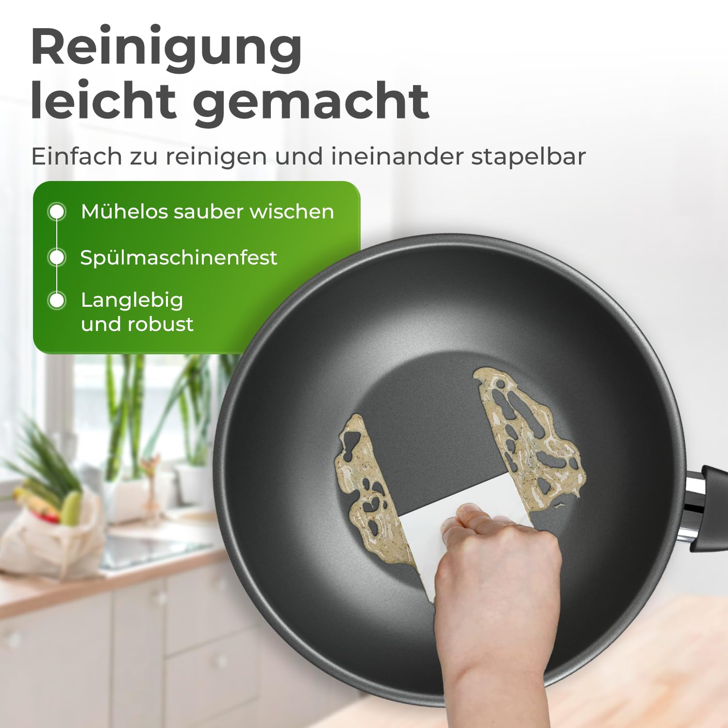 KLAMER Edelstahl Wokpfanne Induktion 28 cm, hochwertige Profi Edelstahlpfanne, Induktionspfanne antihaftbeschichtet, backofenfest & spülmaschinengeeignet