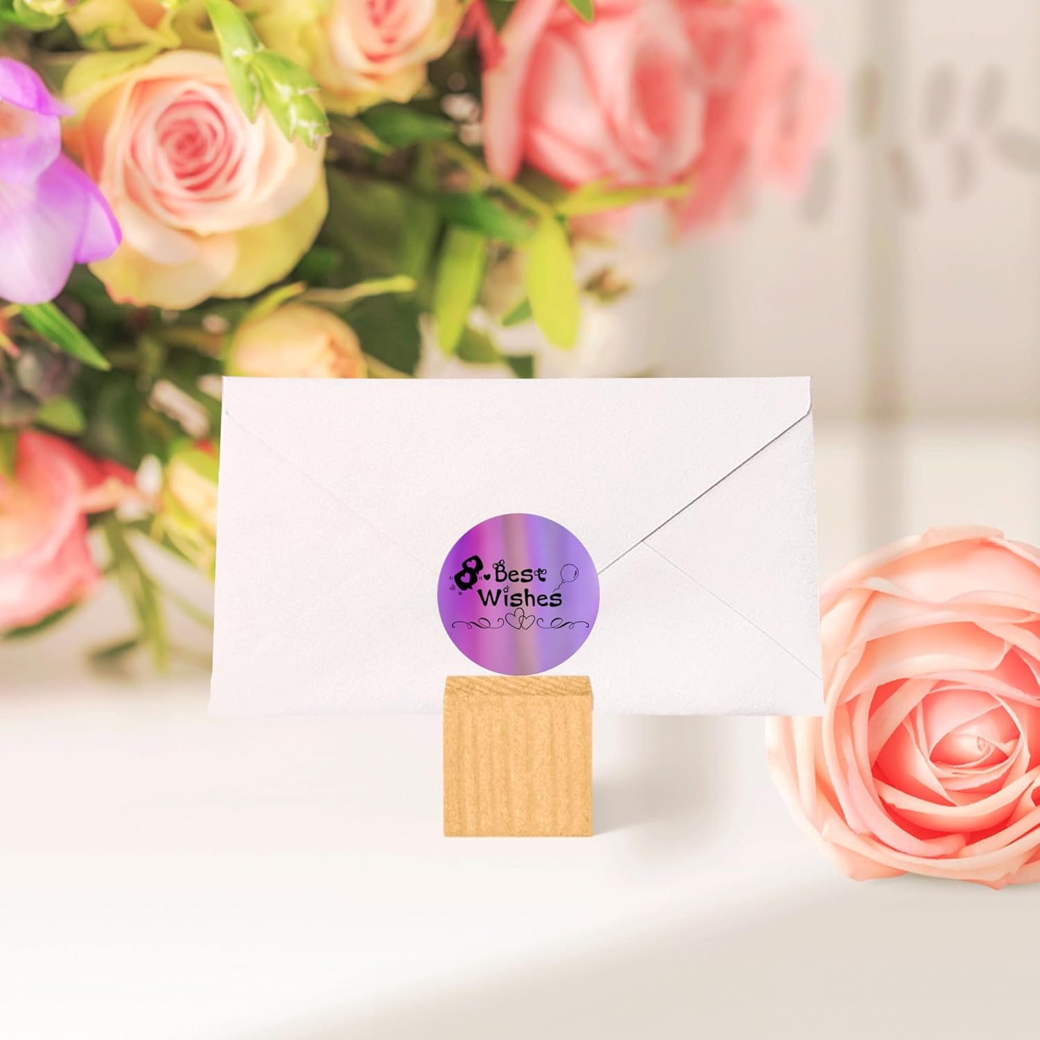 JOYIT 2'' Purple Holographic Thermal Labels - 400pcs Round Thermal Printer Labels, Waterproof Thermal Printer Stickers for Logo Design, Name Tag, Thanks Card, Address, QR Code, 400 Labels/Roll(Purple) - Image 4