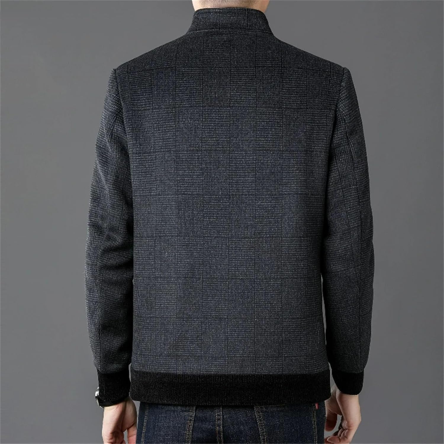 Mens Winter Wool Coat Fleece-lined Thick Warm Jackets Middle-aged Handsome Cold-proof Woolen Overcoat