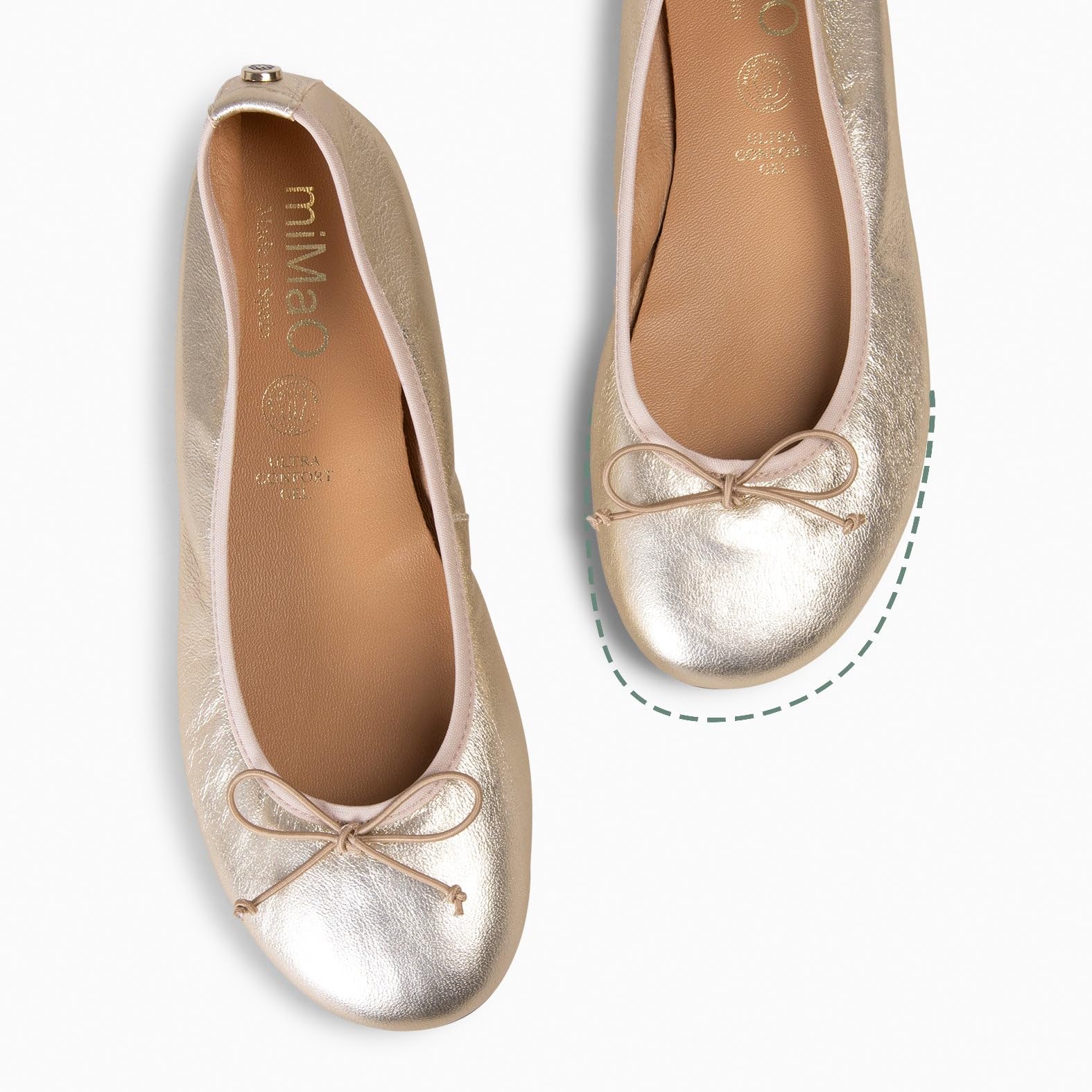 miMaO. Ballerines à nœud pour Pieds Larges en Cuir. Fabrication Artisanale