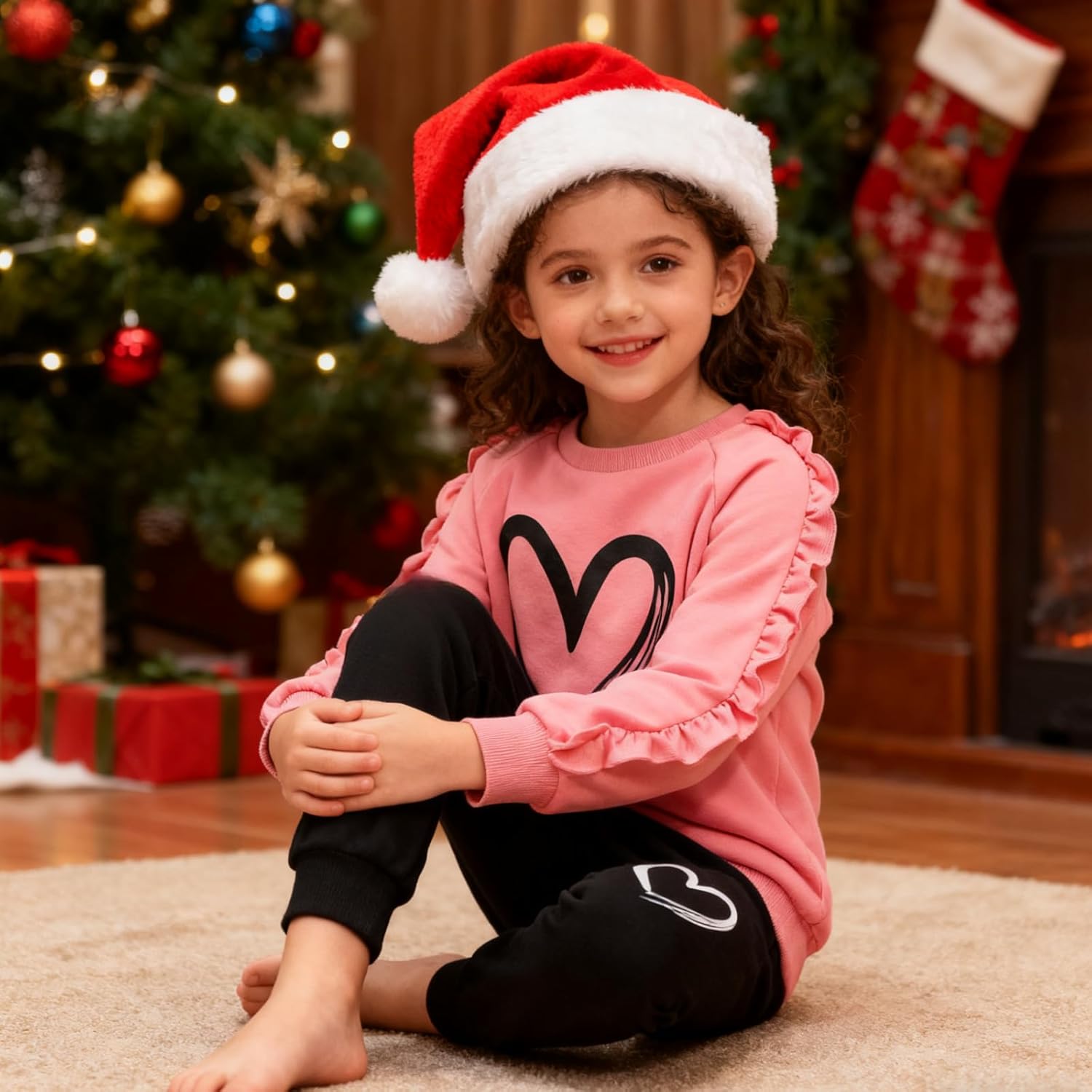 Kids Toddler Girl Long Sleeve Bow Sweatshirt & Denim Straight Leg Jeans Pants Fall Winter Outfits Set - Image 6