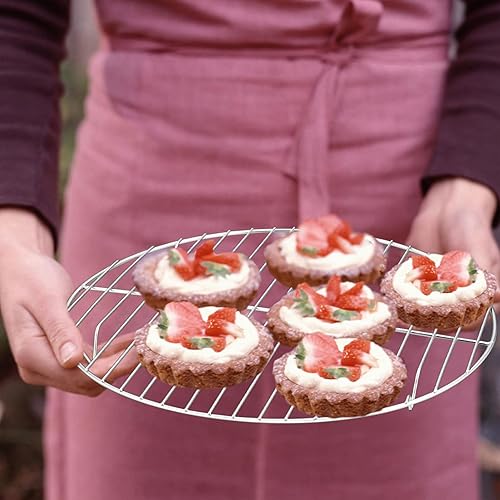 Miniatura 6 de TeamFar Estante de enfriamiento, estante de alambre de acero inoxidable de 10.5 pulgadas, estantes redondos para hornear para cocinar al vapor,