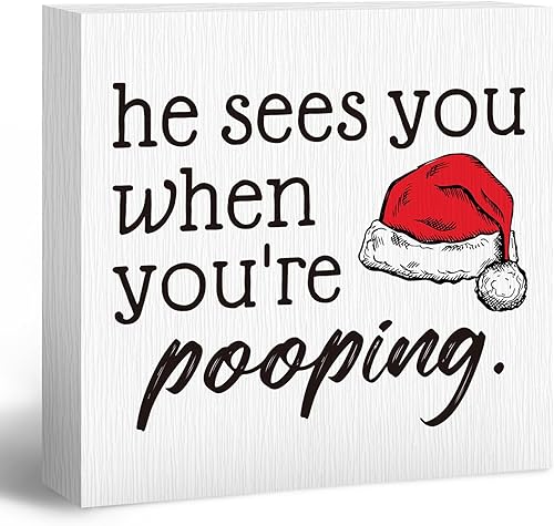 Decoración de Baño de Navidad - Divertidos Adornos Navideños, Letrero "Te Ve Cuando Te Vas", Decoración Navideña para Baño, Adorno Navideño, Adorno